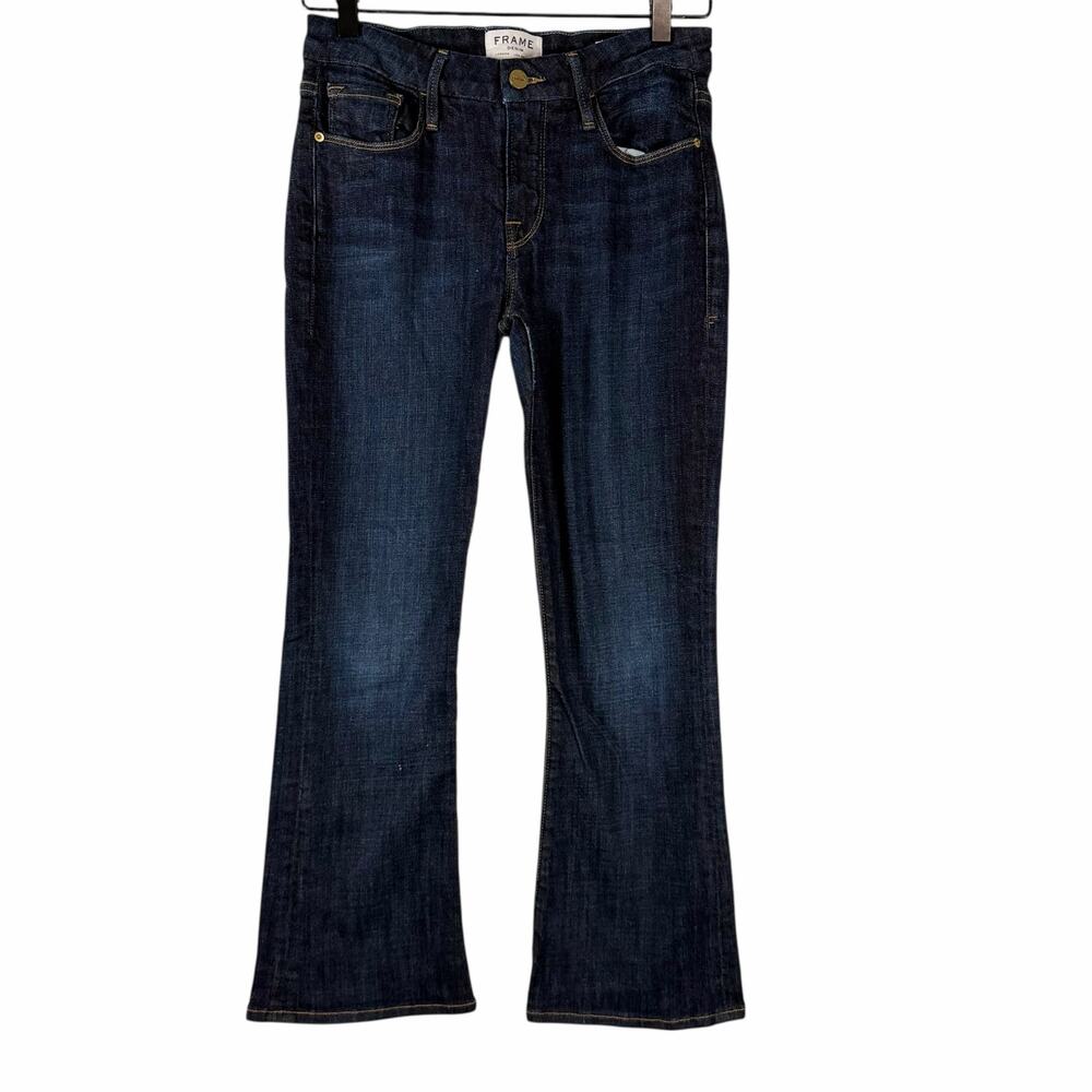 Frame Denim Le Crop Mini Bootcut Jeans Kingland Dark Wash Blue Mid Rise Size 25 - Picture 2 of 12